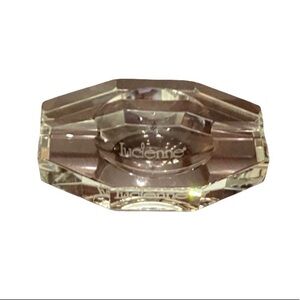 Lucienne Clear Glass Octagon Shape Ashtray with “Lucienne” engraved on inside.